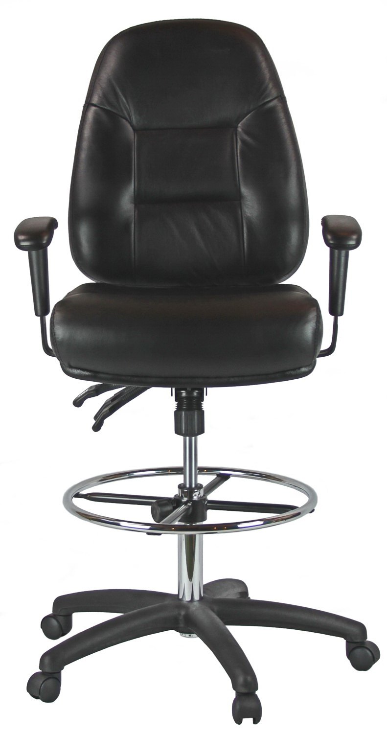 Harwick 100KL premium leather drafting chair — view 4