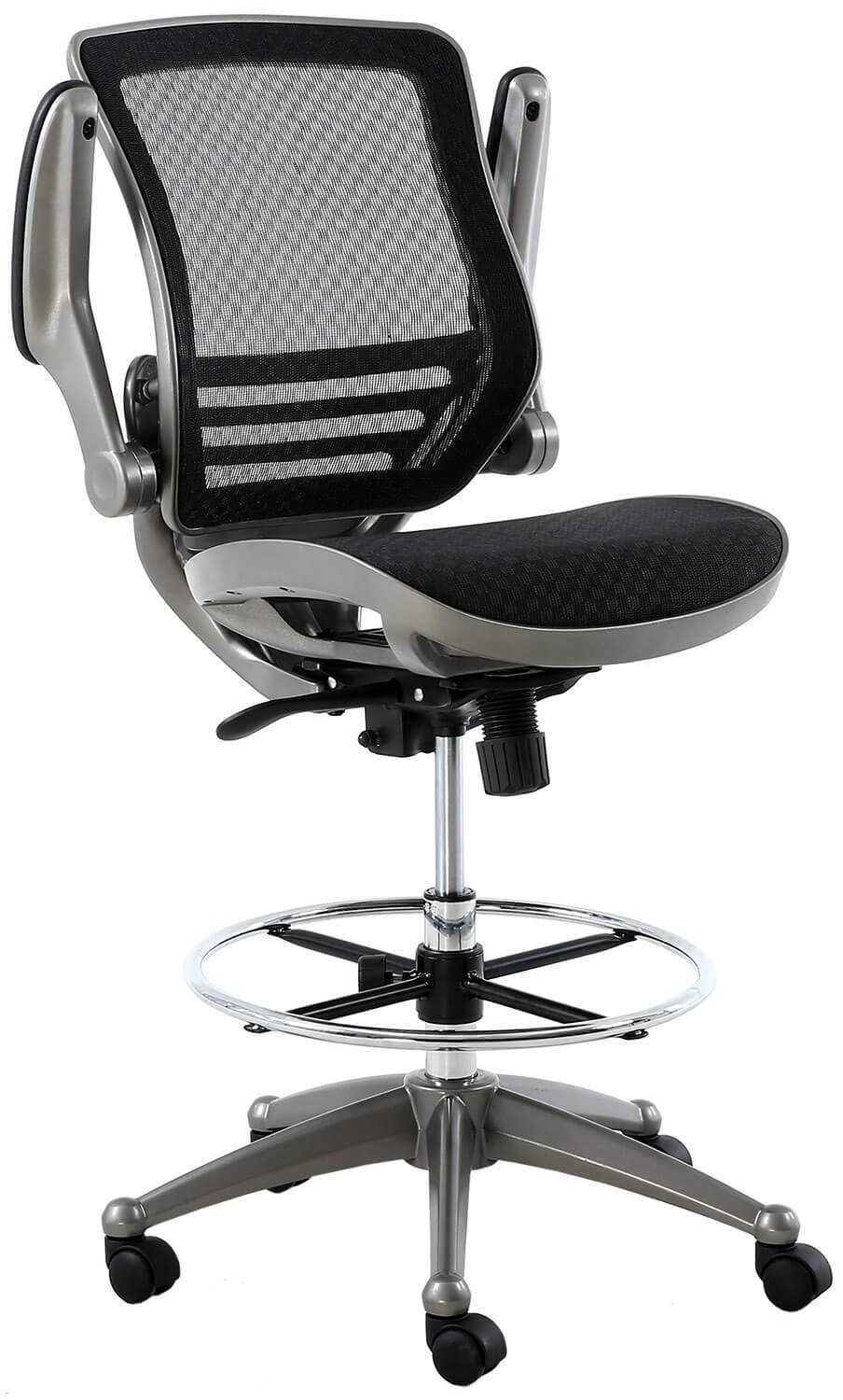Harwick 2250D Evolve mesh drafting chair, gunmetal finish — view 6