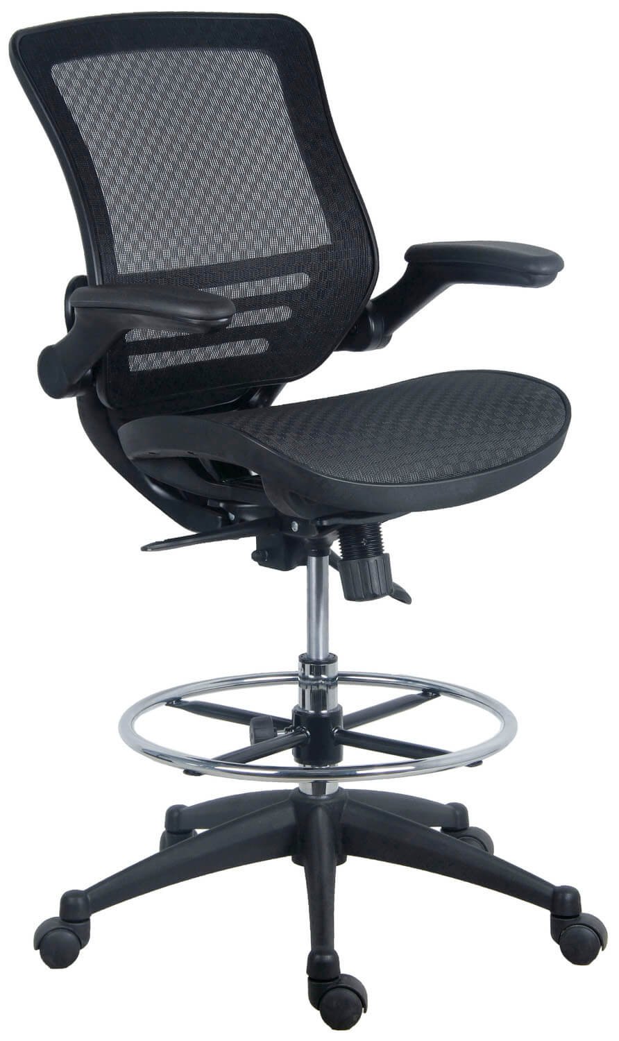 Harwick 2250D Evolve mesh drafting chair, black finish — view 2